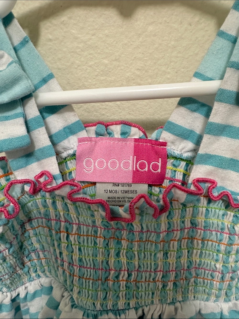 Good Lad Turquoise and White Striped Smocked Sundress FREE with any bundle. - Picture 2 of 5